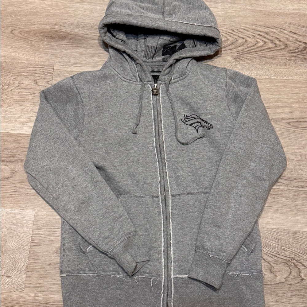 Women’s Heavyweight Thick NFL Pro Line Denver Broncos Gray Zip Hoodie